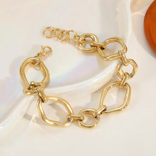 PULSERA ESLABONES ANCHOS DORADO