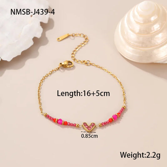 PULSERA CUENCAS ROSADAS ZIRCONES ROSA CORAOZN DORADO