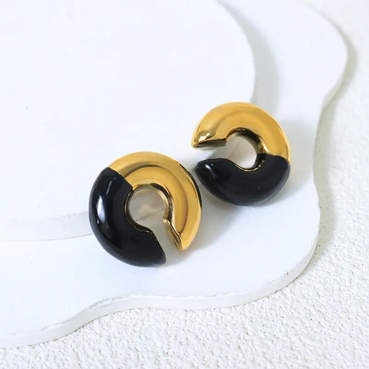 Earcuff doble negro-dorado