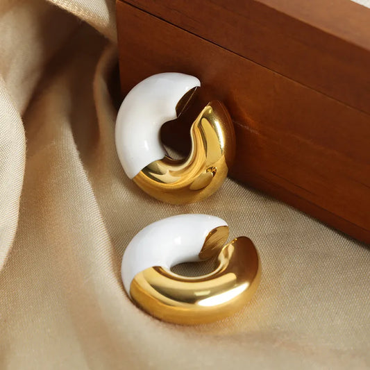 Earcuff doble funcion blanco-dorado