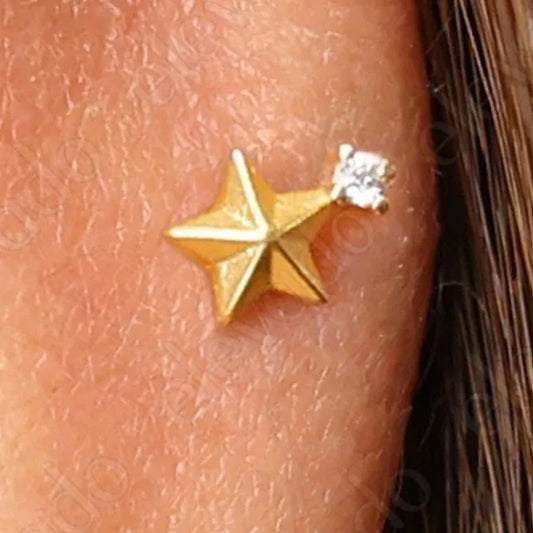 ARETES ORTOPEDICOS DE LUNA CON ZIRCON DORADO