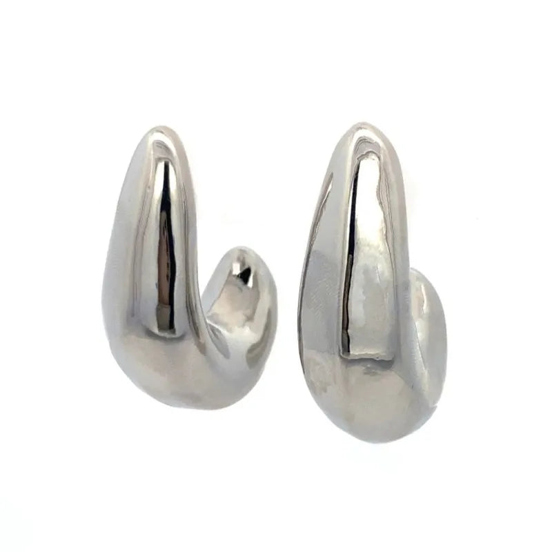 Aretes en J chunky plateado