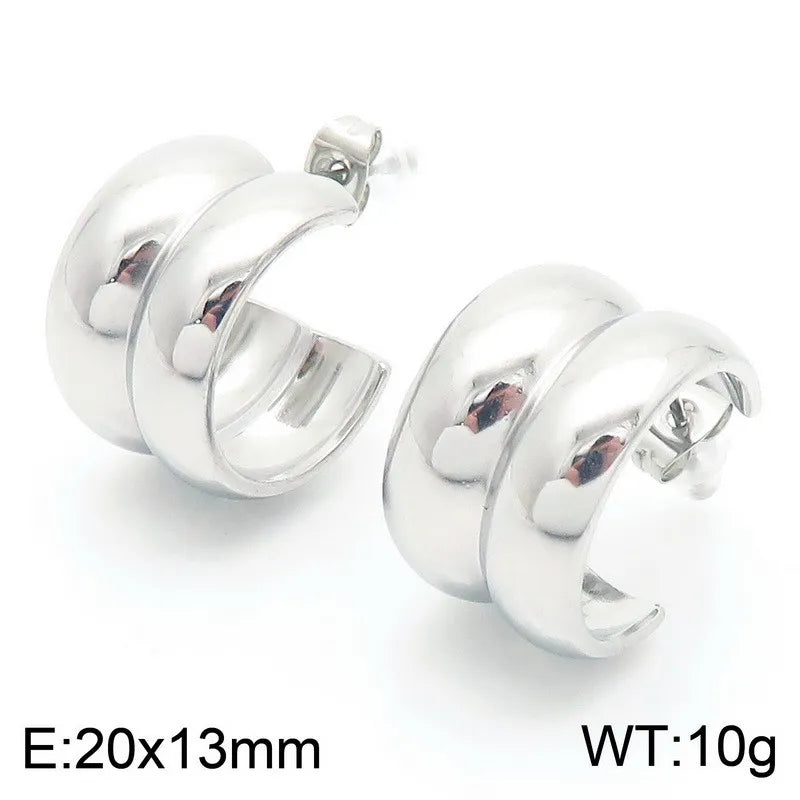 Aretes doble argolla plateado