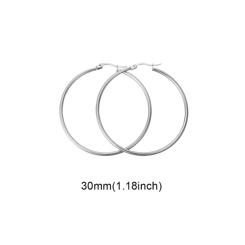 Aretes argollas basicas plateadas 30mm