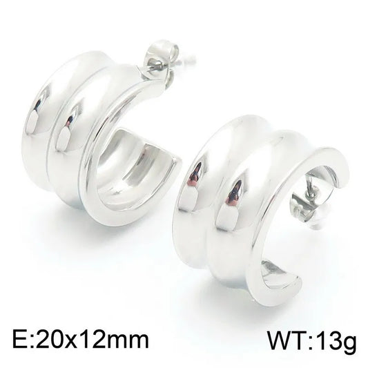 Aretes argolla doble plana plateado