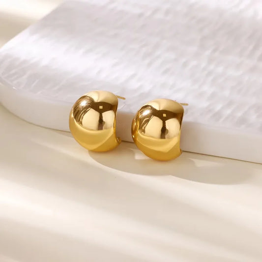 ARETES ARGOLLAS EN BOTON CHUNKY DORADO