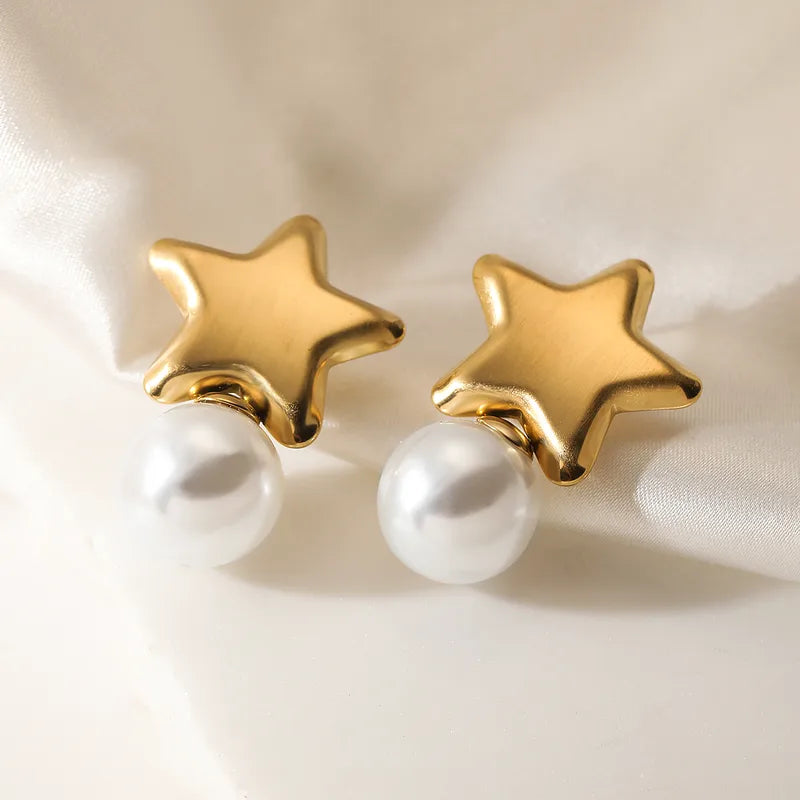 ARETES DE ESTRELLA PERLA DORADO