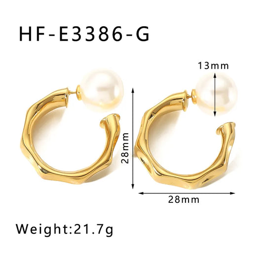 ARETES ARGOLLAS CON PERLA DOBLE FUNCION DORADO