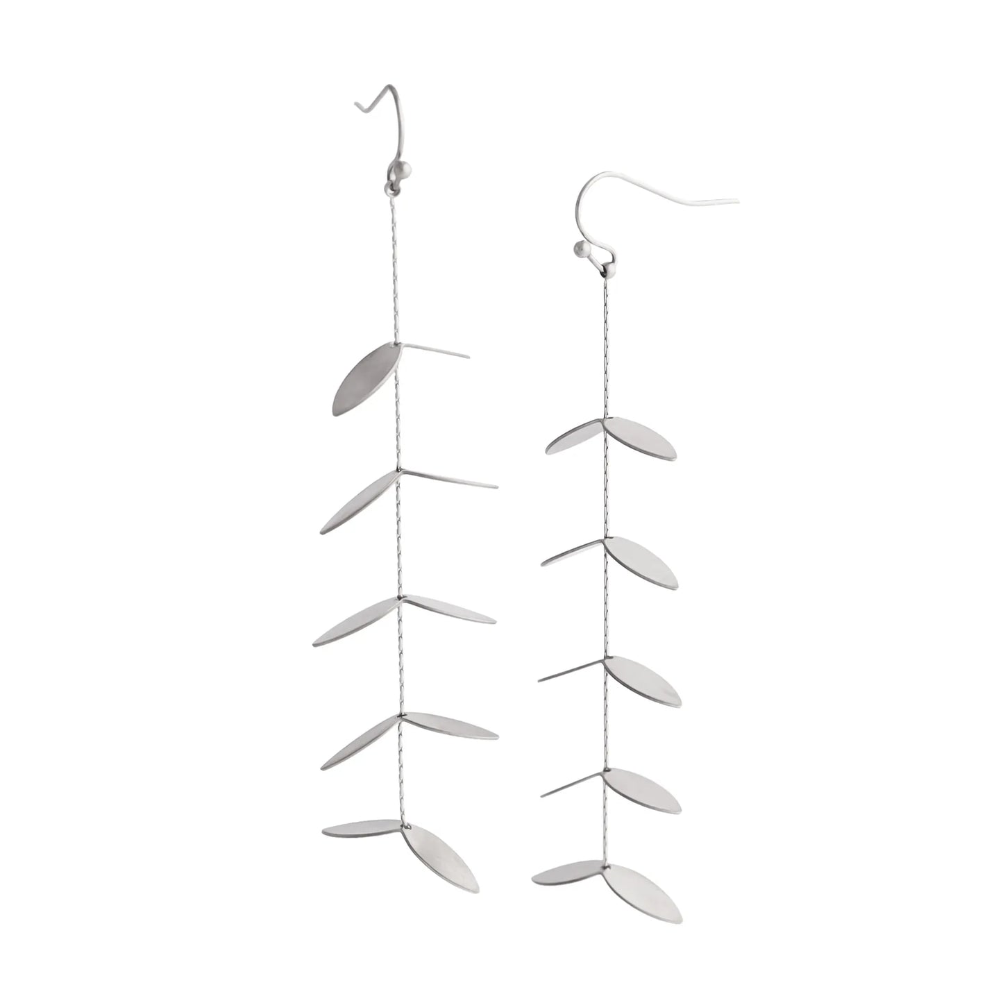 ARETES DE HILERA HOJAS PLATEADO