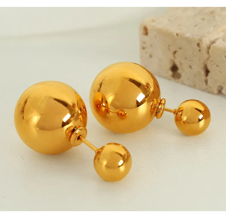ARETES BOLA DOBLE FUNCION DORADO