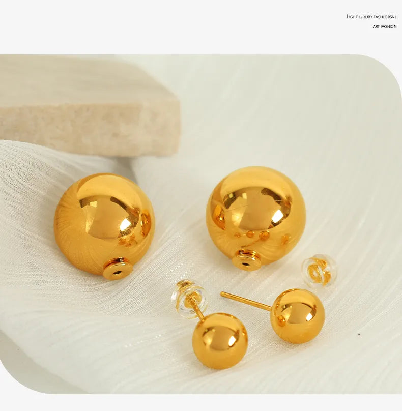 ARETES BOLA DOBLE FUNCION DORADO