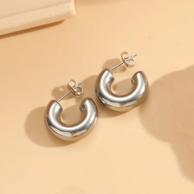ARETES ARGOLLA EN TUBO C PLATEADO