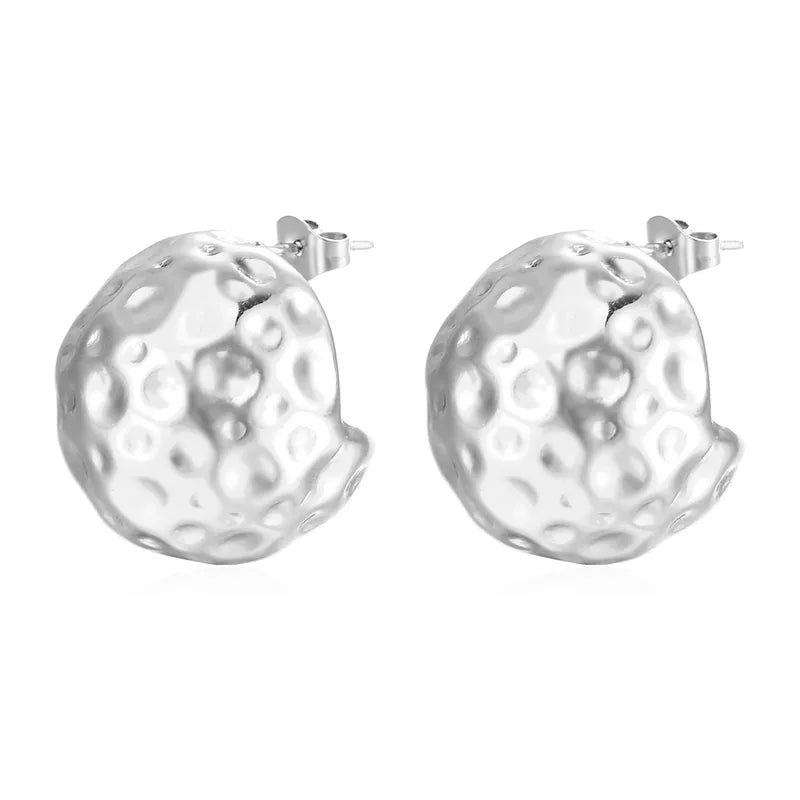 ARETES BOLA CON TEXTURA PLATEADO