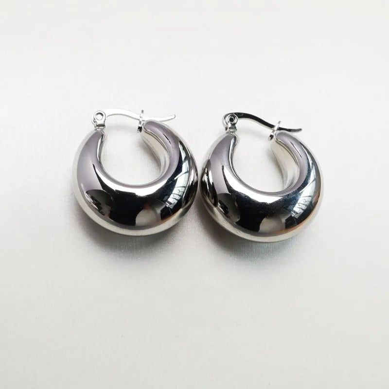 ARETES CHUNKY ARGOLLAS PLATEADO