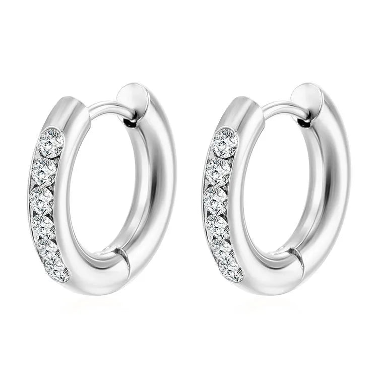 ARETES ARGOLLAS PEQUENAS CON ZIRCONES PLATEADO