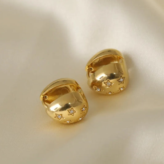 ARETES DOBLE FUNCION GOTA CON ESTRELLA ZIRCONES