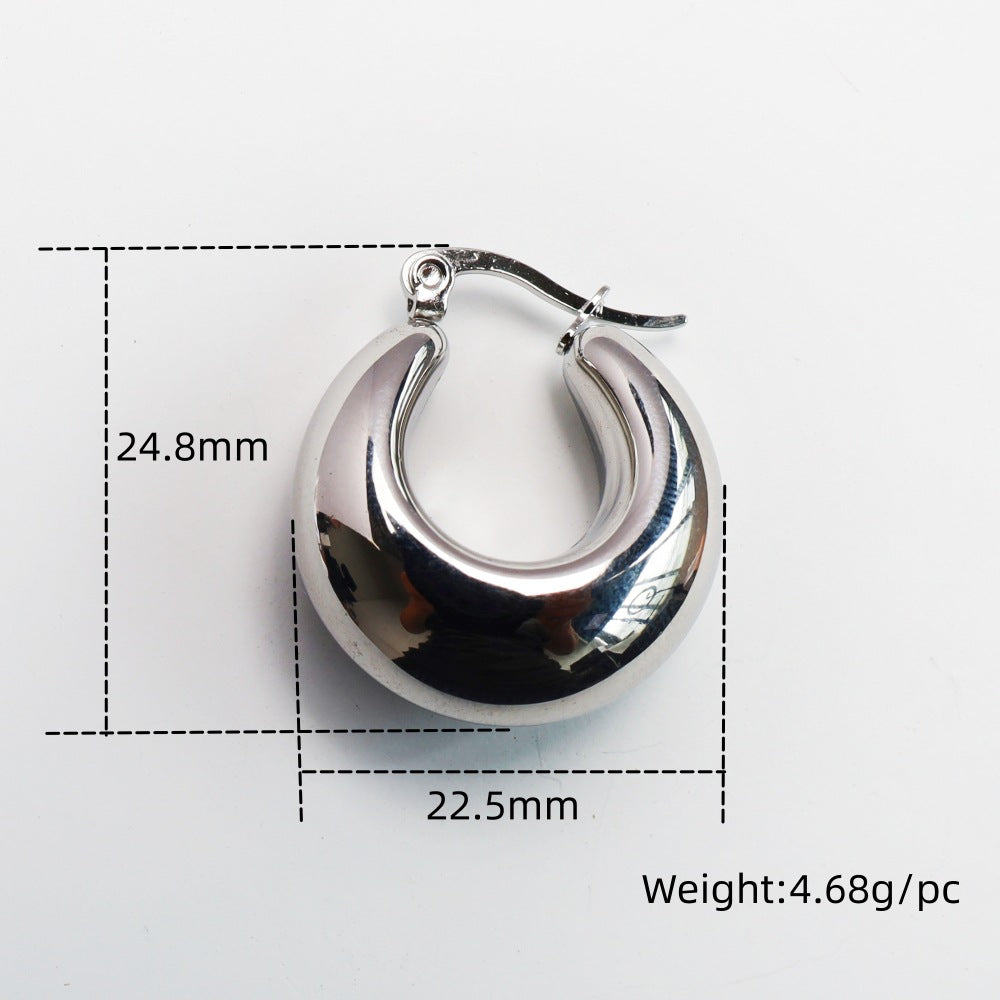 ARETES EN U CHUNKY PLATEADO
