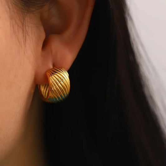 ARETES ARGOLLAS ANCHAS TEXTURIZADAS