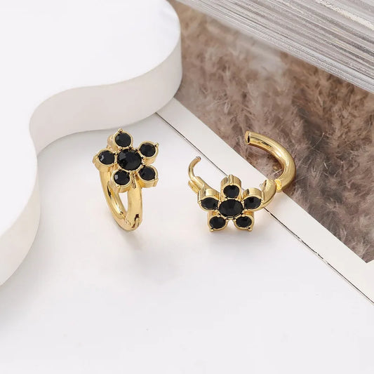 ARETES DE FLOR NEGROS