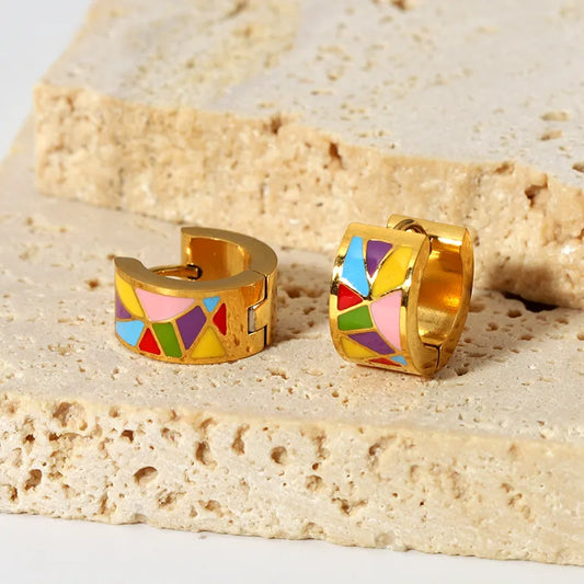 ARETES ARGOLLA CON DISEÑO DE COLORES