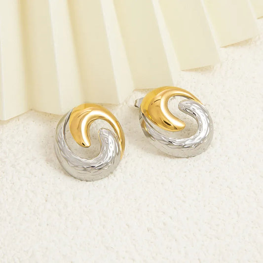 ARETES EDONDOS DORADO Y PLATEADO