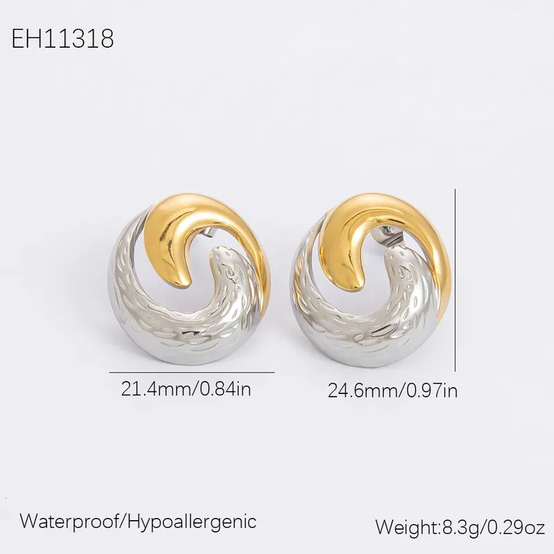 ARETES EDONDOS DORADO Y PLATEADO