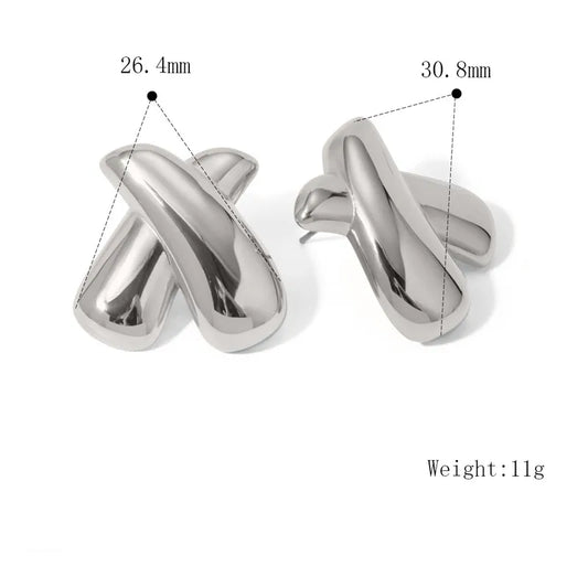 ARETES EN X PLATEADO