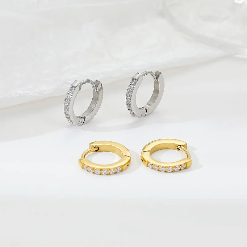 ARETES ARGOLLAS CON ZIRCONES DOBLE FUNCION DORADO