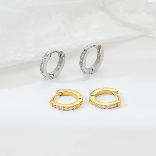ARETES ARGOLLAS CON ZIRCONES DOBLE FUNCION DORADO