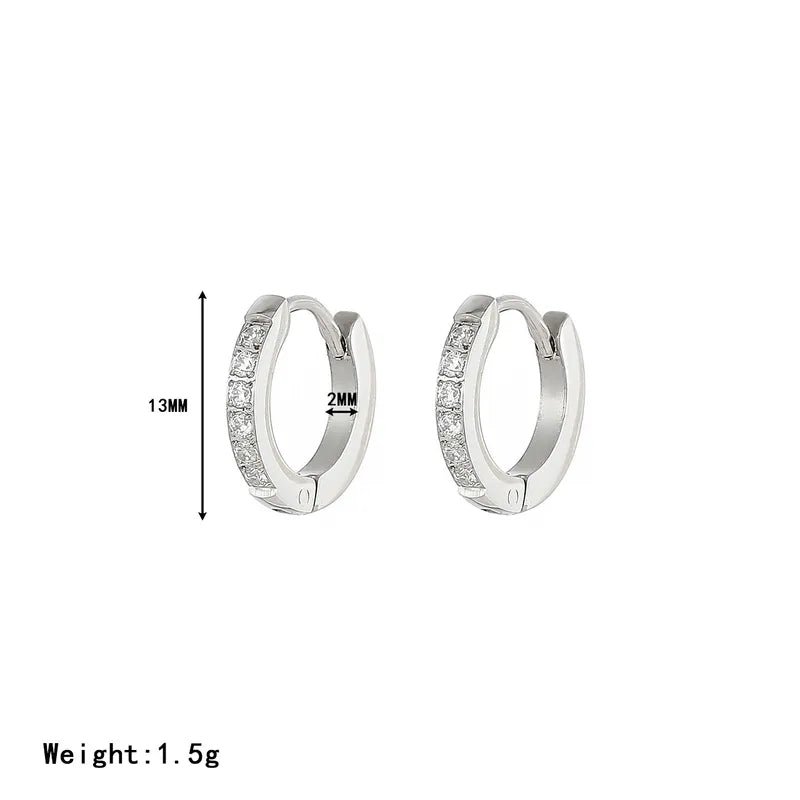 ARETES DE ARGOLLA PEQUENOS DOBLE FUNCION PLATEADO