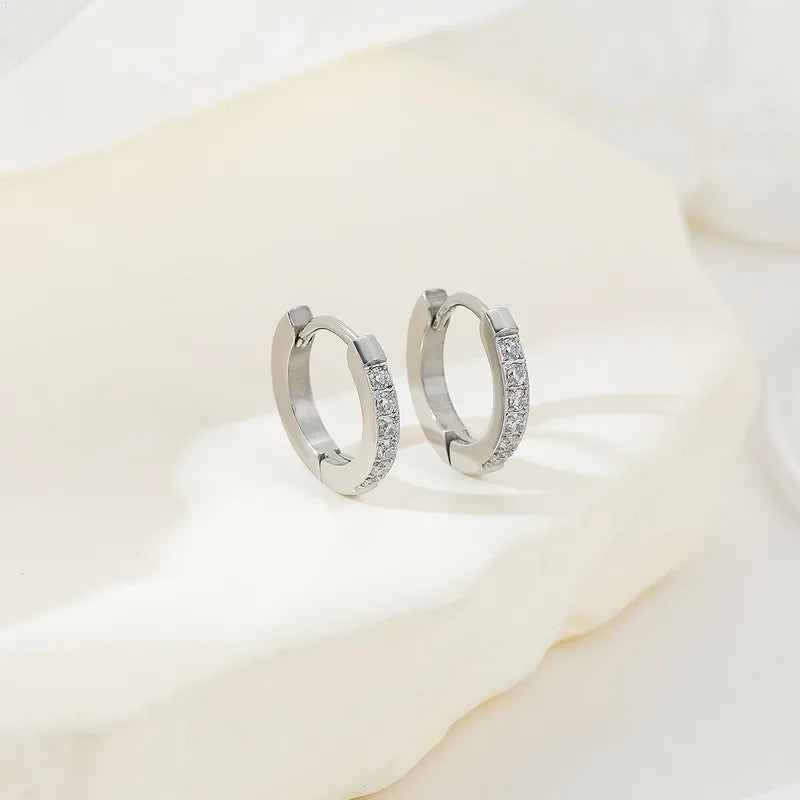 ARETES DE ARGOLLA PEQUENOS DOBLE FUNCION PLATEADO