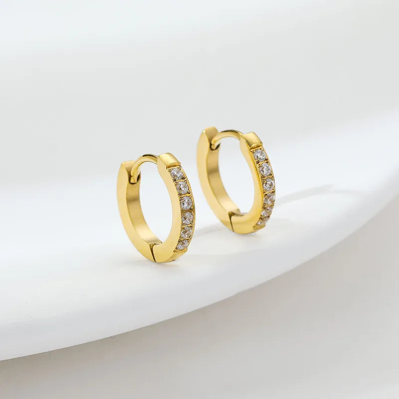 ARETES ARGOLLAS CON ZIRCONES DOBLE FUNCION DORADO