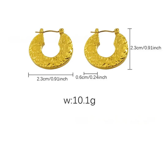 ARETES ARGOLLA EN RELIEVE BASICAS DORADO