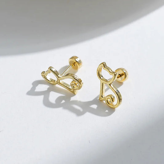 ARETES ORTOPEDICOS DE GATITO DORADO