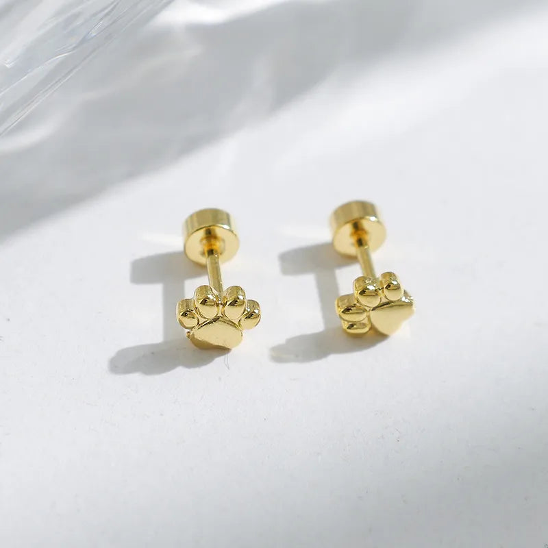 ARETES ORTOPEDICOS DE PATITA DE PERRO DORADO