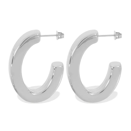 ARETES EN TUBO TIPO C PLATEADO