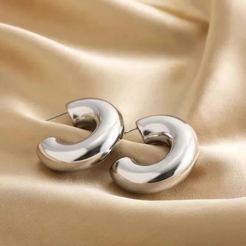 ARETES CHUNKY EN C PLATEADO