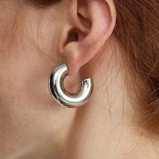 ARETES CHUNKY EN C PLATEADO