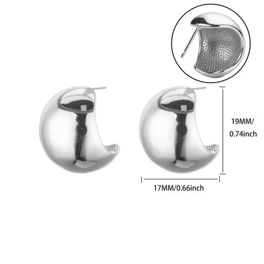 ARETES TIPO BOLA CHUNKY PLATEADO