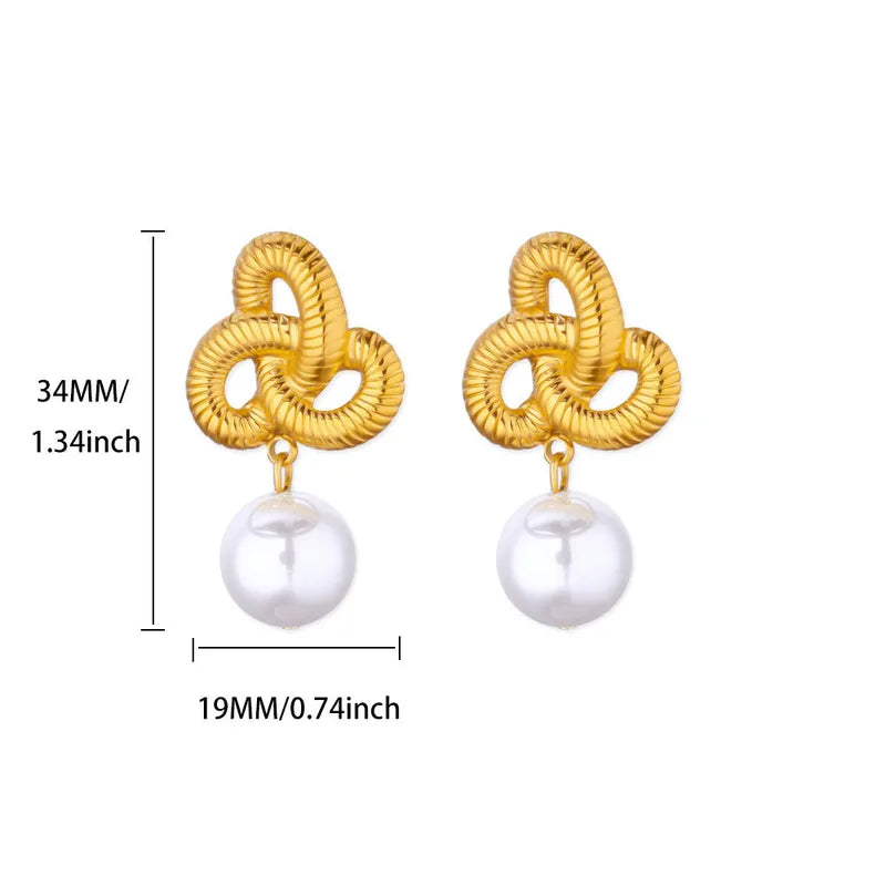 ARETES DE NUDO CON PERLA DORADO
