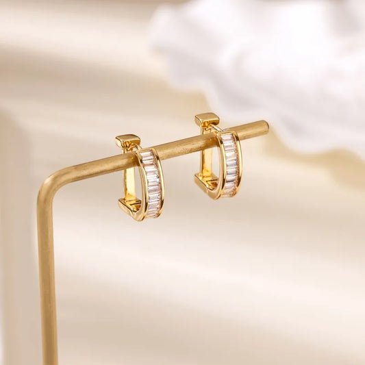 ARETES ARGOLLAS CON ZIRCONES DORADO