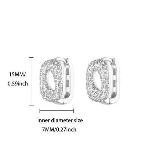ARETES ARGOLLAS OVALO CON ZIRCONES PLATEADO