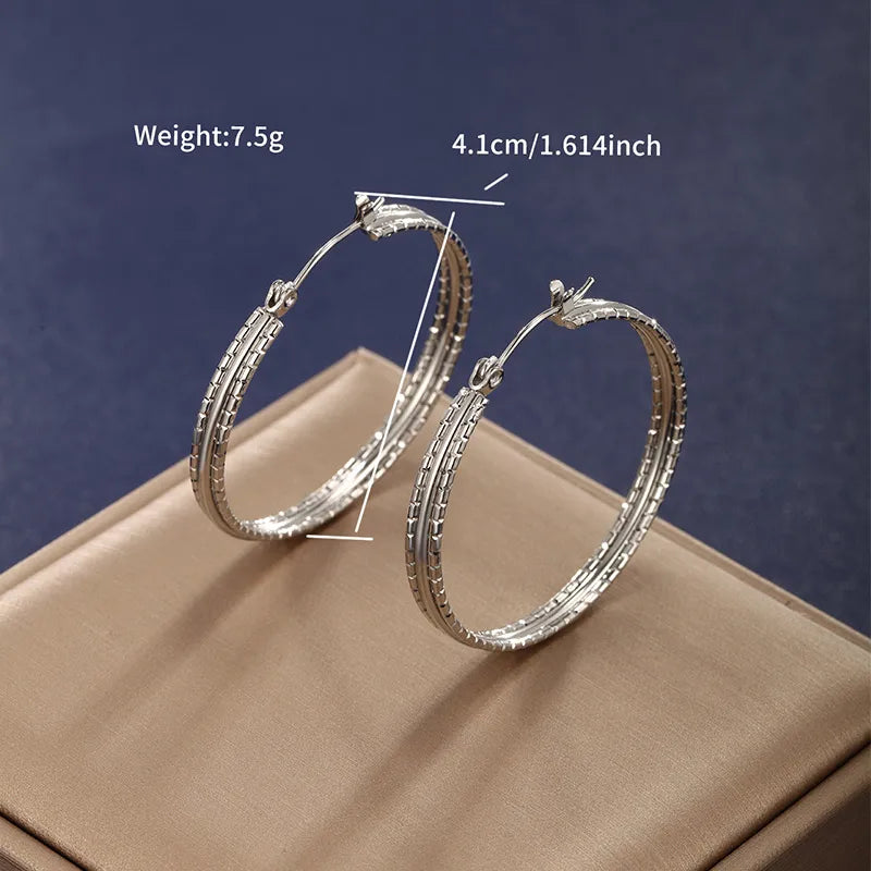 ARETES ARGOLLAS BASICAS 40 MM PLATEADO