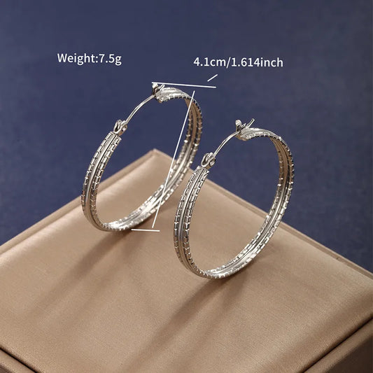 ARETES ARGOLLAS BASICAS 40 MM PLATEADO