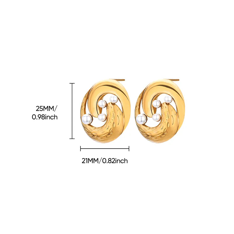 ARETES BOTONES CIRCULARES CON PERLAS DORADO