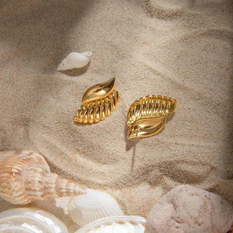 ARETES CARACOL TEXTURA DORADO