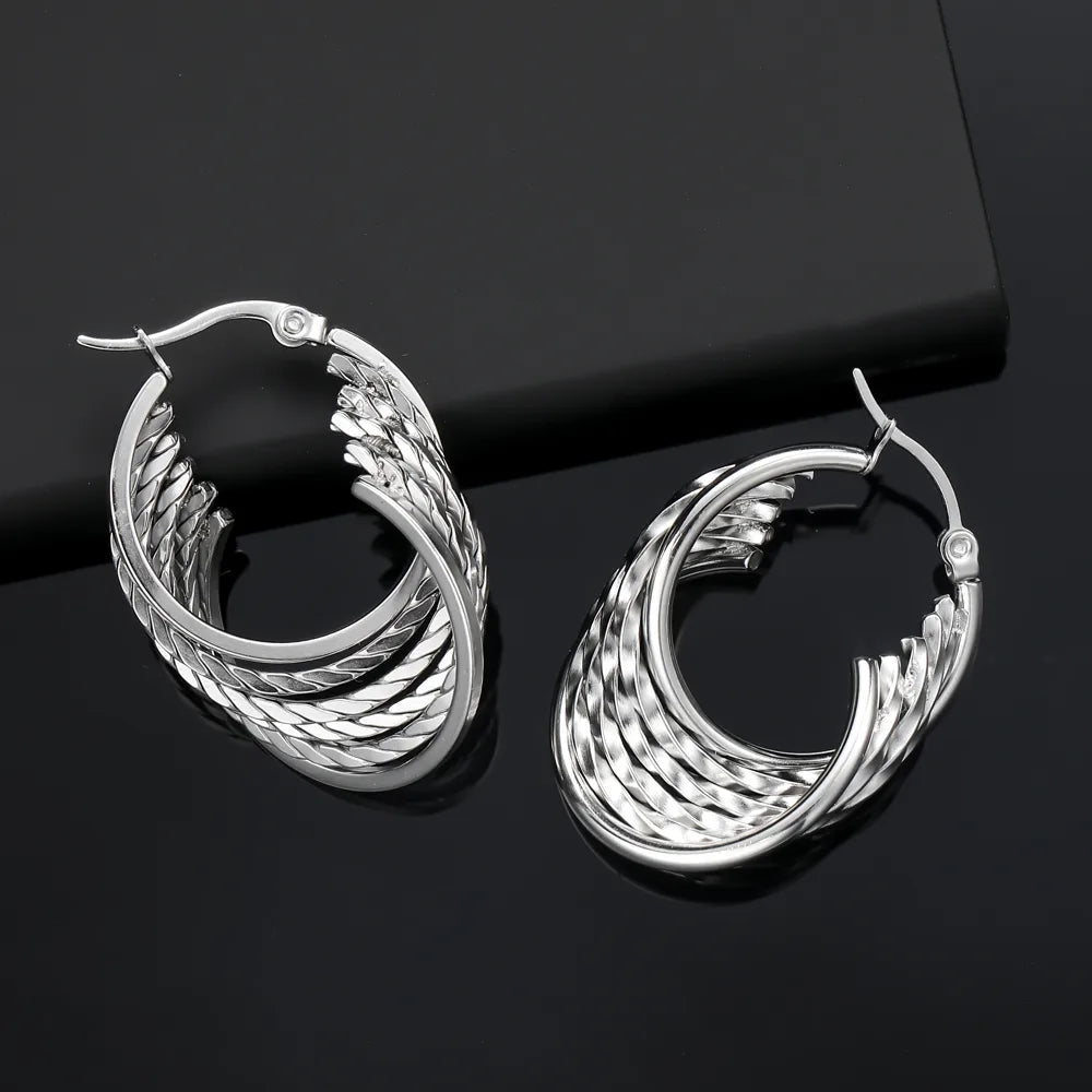 ARETES ARGOLLAS TRIPLE PLATEADO