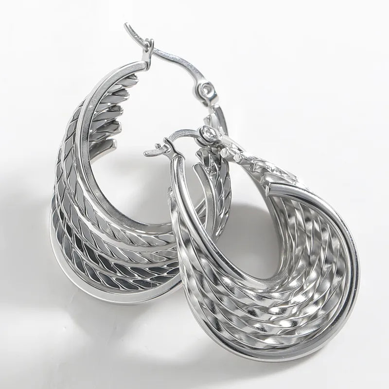 ARETES ARGOLLAS TRIPLE PLATEADO