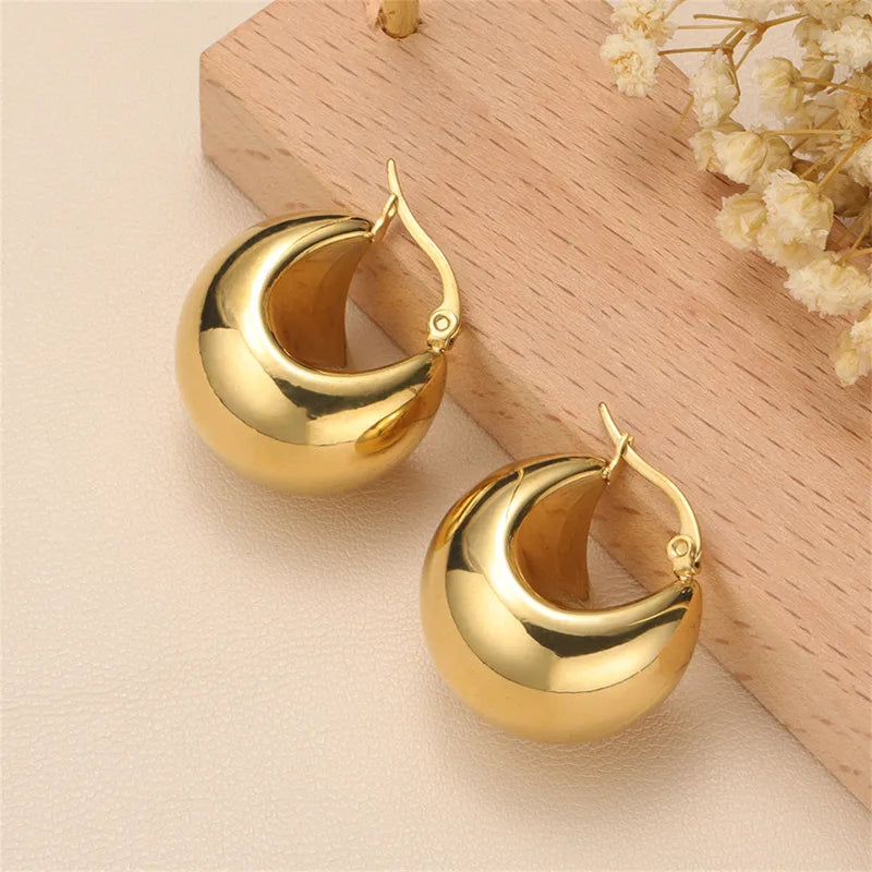ARETES ARGOLLA TIPO C CHUNKY DORADO