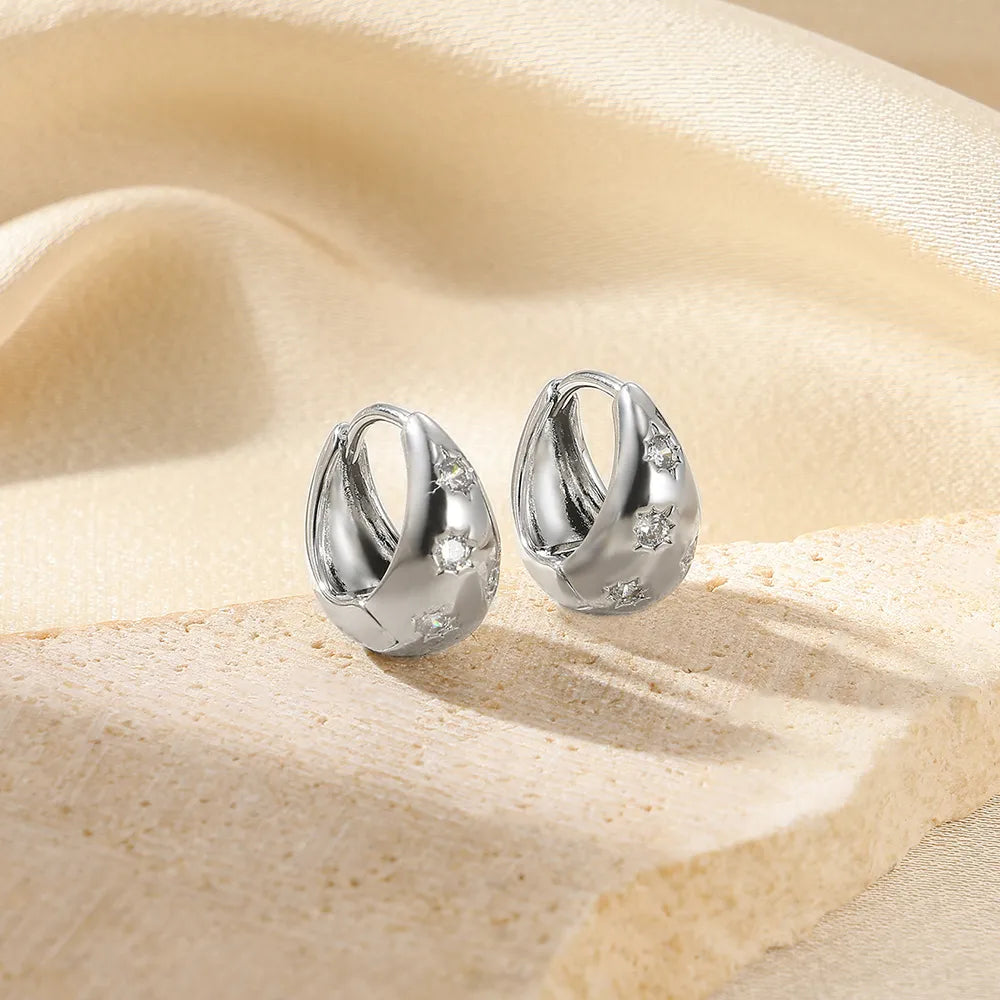 ARETES ARGOLLAS DOBLE FUNCION ZIRCONES PLATEADO